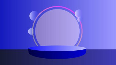 Platform ve daire çerçeve mavi kopya alanı sunum arkaplanı