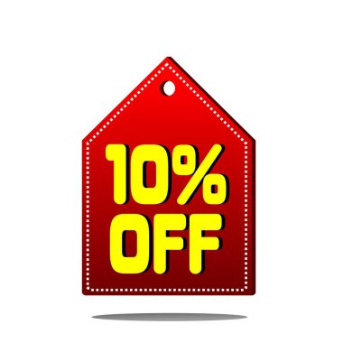 İş ve satış promosyonları için% 10 indirimli basit üçgen baş kırmızı fiyat etiketi.