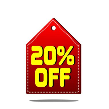 İş ve satış promosyonları için% 20 indirimli basit üçgen baş kırmızı fiyat etiketi