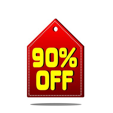 İşletme ve satış promosyonları için% 90 indirimli basit üçgen baş kırmızı fiyat etiketi.