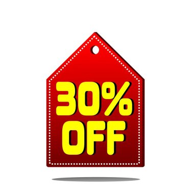İş ve satış promosyonları için% 30 indirimli basit üçgen baş kırmızı fiyat etiketi.