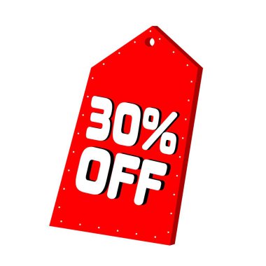 İş ve satış için% 30 indirimli kırmızı üçgen üst fiyat etiketi.