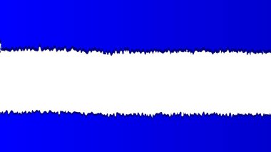 Merkezi yaratıcı kağıt arka planında beyaz boşluğu olan yırtık mavi kağıt