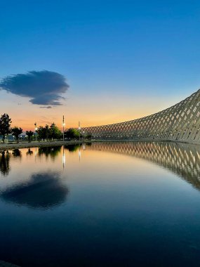 Katehaki Pedestrian Bridge of Calatrava at Sunset