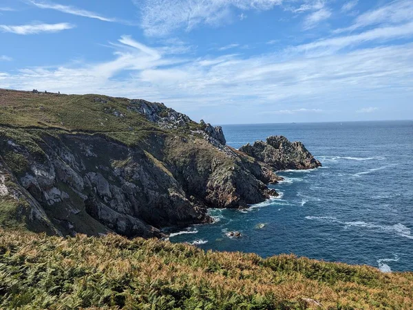 Дивовижний Вид Узбережжя Бретані Франція Немає Людей Блакитний Океан Міцні — стокове фото