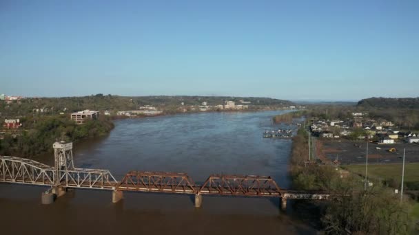 Letecký Pohled Řeku Arkansas Little Rock Arkansasu Drone Pohled Létání — Stock video