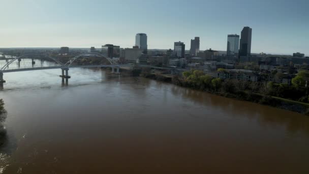 Widok Powietrza Little Rock Arkansas Skyline Widok Drona Lecącego Nad — Wideo stockowe