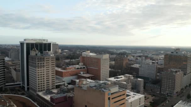 Aerial View Downtown Jackson Mississippi Drone Footage Looking Capitol Street — Stock Video