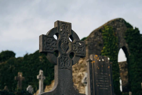 stock image Old Cemetery in Ireland with Celtic Cross Gravestones. High quality photo