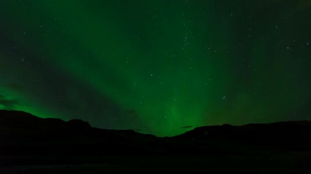 Timelapse Northern Lights Sky Iceland Aurora Borealis Sobre Islândia Imagens — Vídeo de Stock
