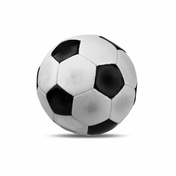 Old black and white football isolated on white background