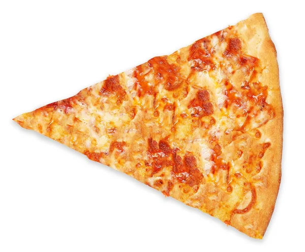 Slice Hot Delicious Pizza Isolated White Background — Stockfoto