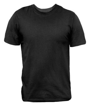 Black t shirt isolated on white background clipart