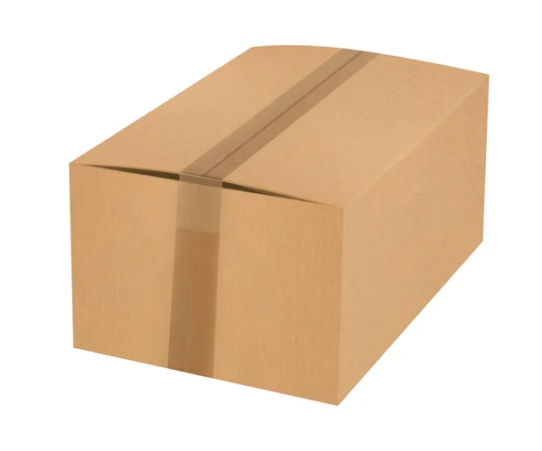 Boîte Carton Isolée Sur Fond Blanc — Photo