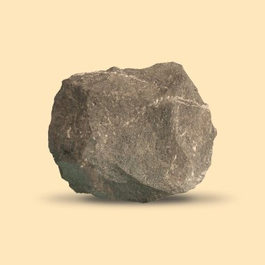 Gray stone isolated on yellow background clipart