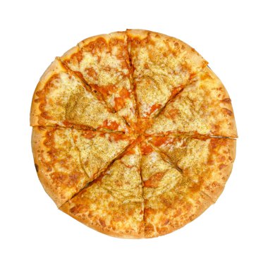 Ev yapımı pizza beyaz arka plan üzerinde izole