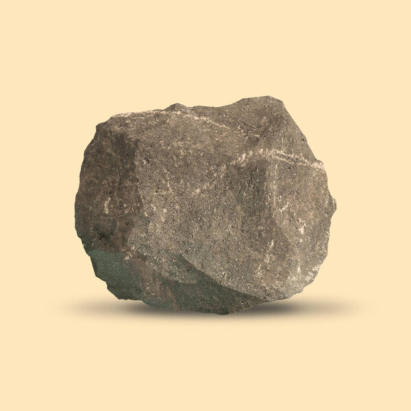 Gray stone isolated on yellow background