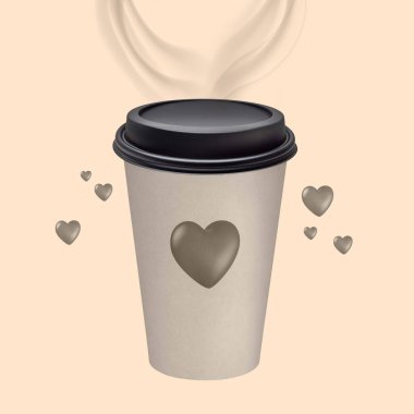 Kalp geçmişi olan bir fincan sıcak kahve.