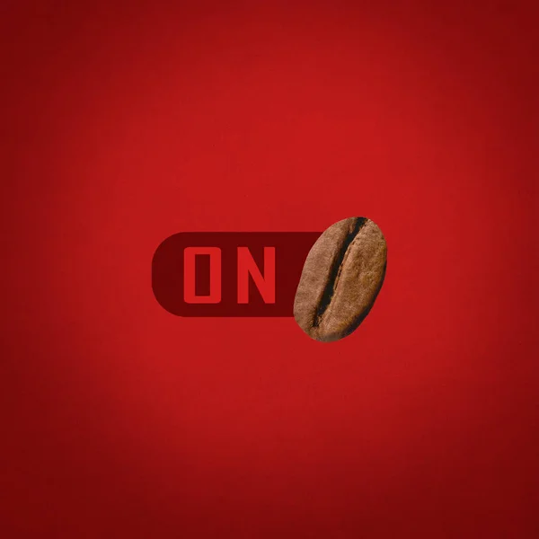 Coffee Button Concept Red Background — Stock Photo, Image