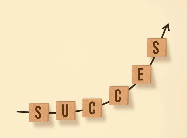 ビジネスの成長は概念を増加させる 単語Successと木製キューブブロック — ストック写真