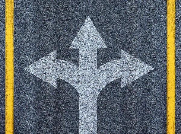 Road Three Direction Arrow Choices Top View — Stock Photo, Image