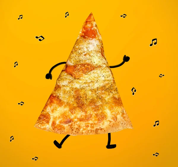 Dancing pizza concept, creative artwork pizza idea