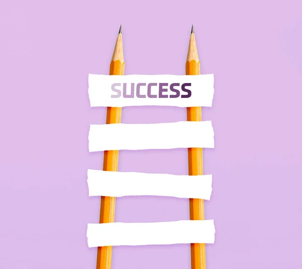 Road Success Concept Pencil Ladder Blank Stairs Made Paper — Stock Photo, Image