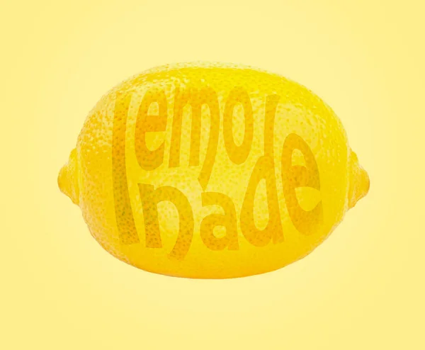 Limonádé Szó Egy Darab Citrom Sárga Alapon — Stock Fotó