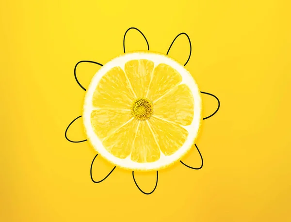 Limondan Yapılmış Çiçek Minimum Yaz Konsepti Diyet Eğlence — Stok fotoğraf