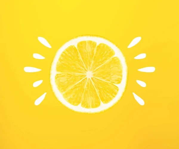 Sole Fatto Limone Con Linee Disegnate Mano Sfondo Giallo Concetto — Foto Stock