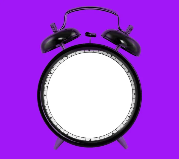 紫色背景下的空白时钟模型 — 图库照片