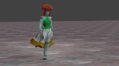 This is another simulation of a fashion-show with funny hairstyle and interesting clothes design in some fictional environment.