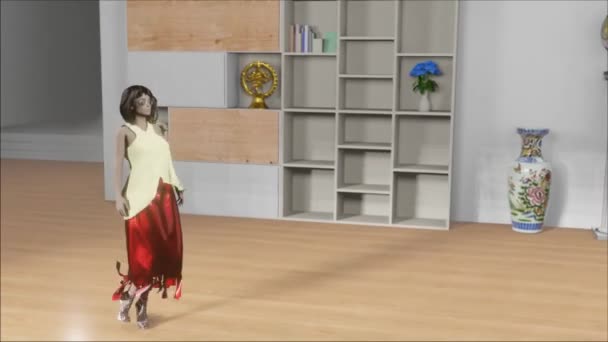 Simulation Fashion Show Some Fictional Apartment — Vídeo de stock