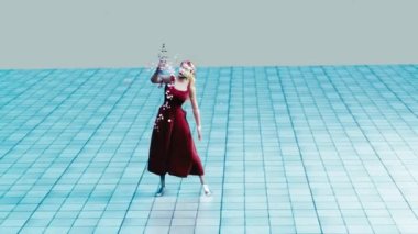 It seems that this young girl hasn't been practicing enough to do her little magic. But nobody would mind this, because hair is nice, cloth is nice and flowers looks nice. This is just funny and interesting cloth and hair simulation.