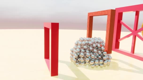 Some Bunch Spheres Moving Throught Some Obstacles Have Some Intelligence — Video Stock