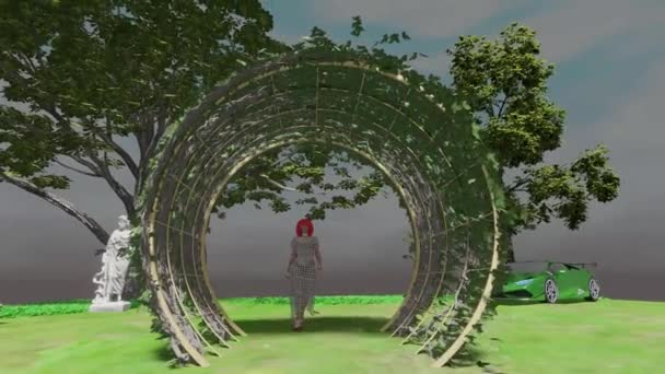Fashion Show Simulation Takes Place Nature — Stock video