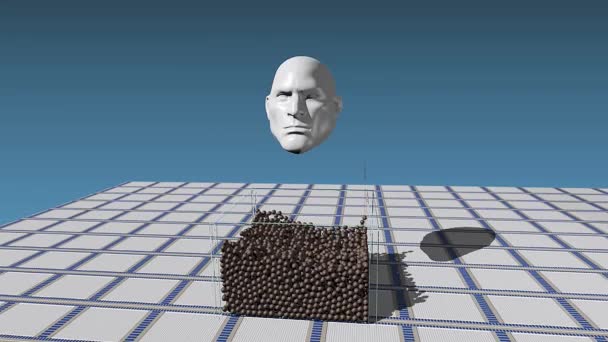 Particles Attracted Some Levitating Head Interesting Video Animation Can Used — Vídeo de Stock