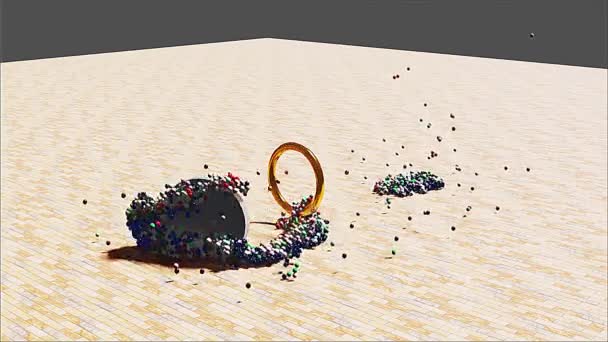 Strange Object Attracting Colorful Particles Funny Video Animation Can Stand — Vídeo de Stock