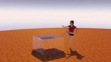 Paçavra bebeğin camdan bir küpte bisiklet sıçrattığı komik 3D video..