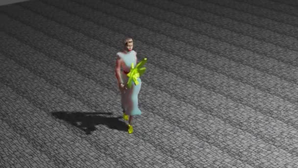 Simulation Einer Modenschau Bei Der Das Model Ein Weißes Kleid — Stockvideo