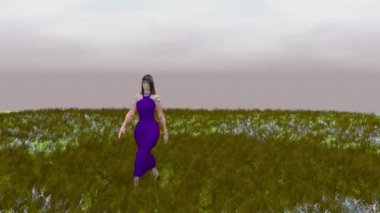 Bu dişi, bu çimenlikte çok şık bir şekilde yürüyor..