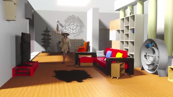 Symulacja Pokazu Mody Mieszkaniu — Wideo stockowe