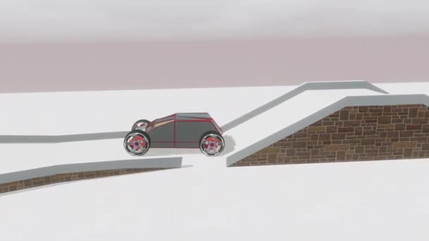 Samojezdny Samochód Robi Jazdę Próbną Jakimś Fikcyjnym Środowisku — Wideo stockowe