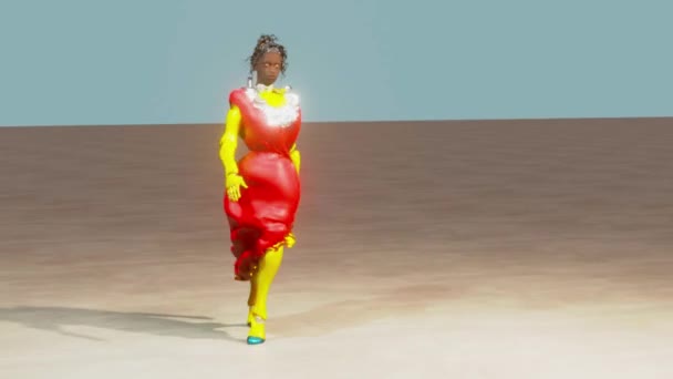 Güzel Elbisenin Yanındaki Hayali Modelin Ilginç Parlak Bir Kolyesi Var — Stok video