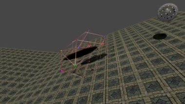 This elastic construction is moving on some uneven terrain. Funny 3d video animation about rigid bodies and elasticity.
