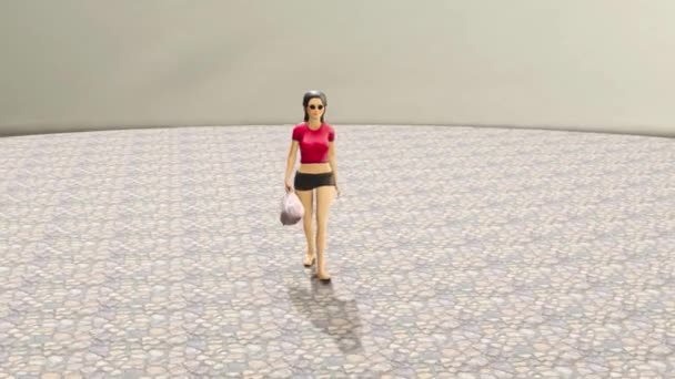 Rag Doll Happy Walking Her Fashion Bag Funny Ragdoll Themed — Video Stock