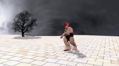 Kaslı karakter hayali fantezi ortamındaki atlayışına odaklanıyor..