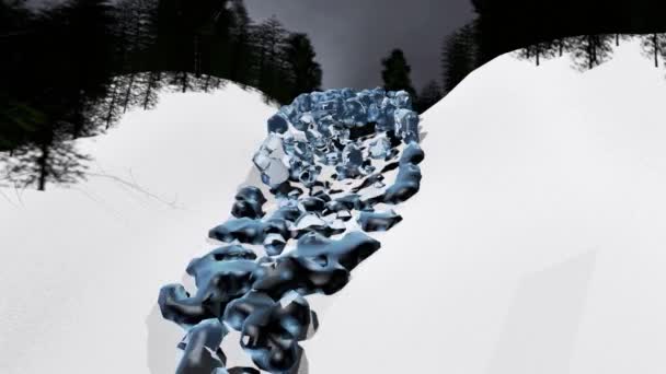 Water Stream Flowing Snow Landscape — Stock Video