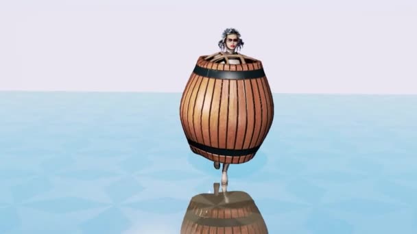 Simulation Fashion Show Model Wears Barrel — Vídeo de Stock