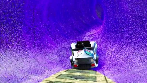Two Vehicles Driving Fictional Fantasy Environment One Driving Some Tube — Vídeo de stock